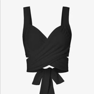 Criss Cross Tie Back Multiway Cropped Tank Top - Black